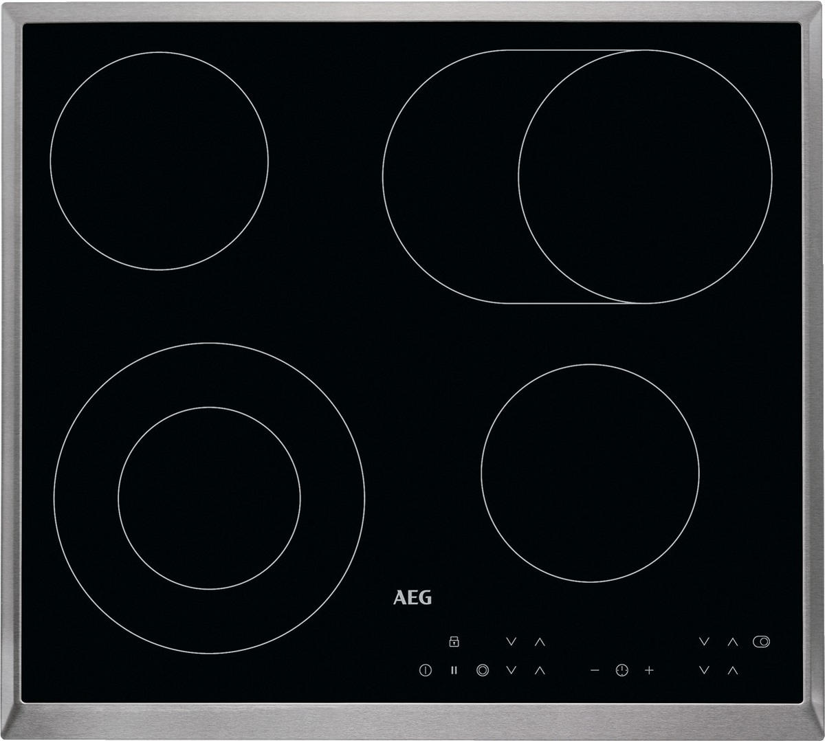 GLASKERAMIKKOCHFELD HK634060XB  - Edelstahlfarben/Schwarz, Basics, Glas/Metall (57,6/51,6cm) - AEG