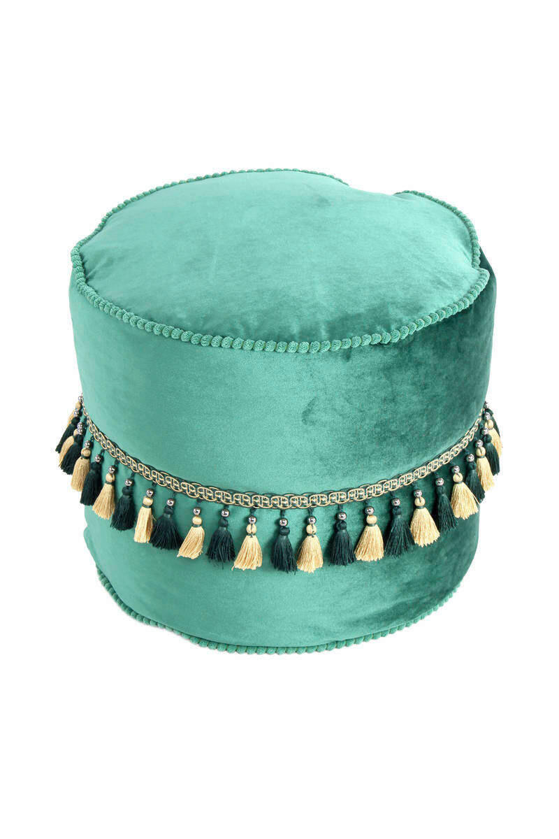 POUF Samt 45/38/45 cm  - Goldfarben/Grün, LIFESTYLE, Textil (45/38/45cm) - Kayoom