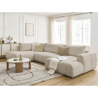 WOHNLANDSCHAFT  FUJI  Beige Bouclé  - Beige/Schwarz, MODERN, Kunststoff/Textil (204/377/160cm)