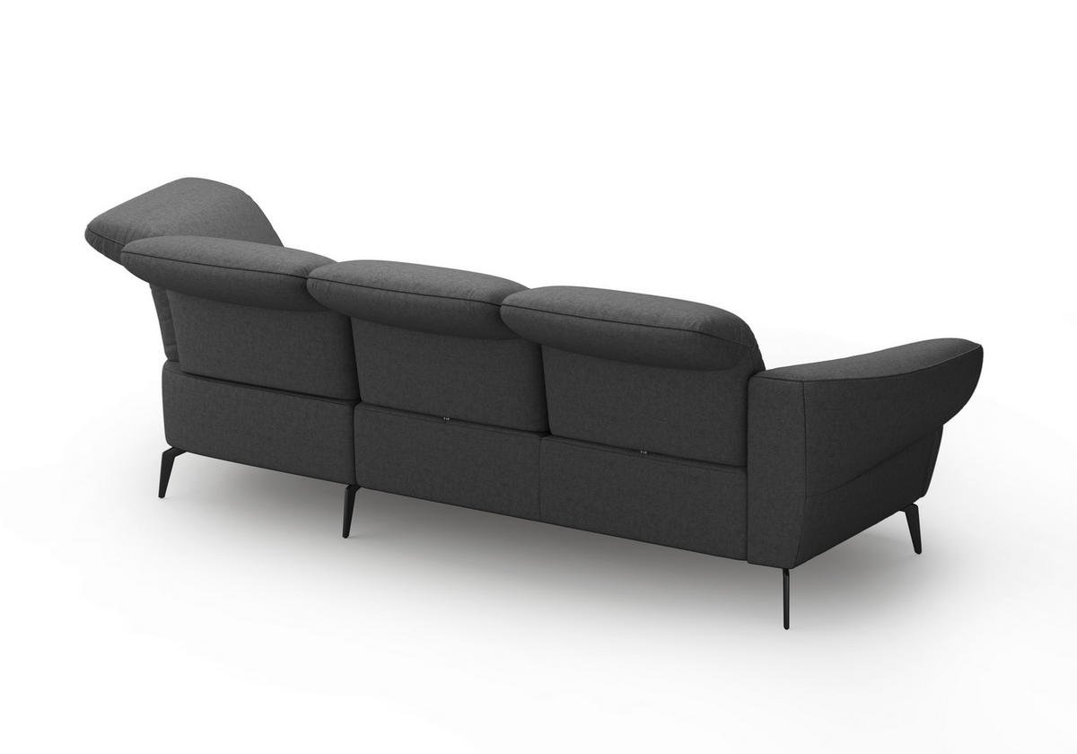 ECKSOFA in Flachgewebe Dunkelgrau  313/208 cm  - Dunkelgrau/Schwarz, MODERN, Textil/Metall (313/208cm) - Sit & More