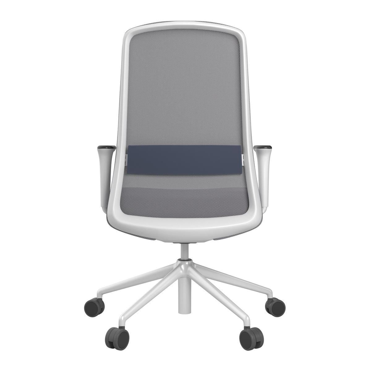 DREHSTUHL Lederlook Grau, Weiß, Dunkelblau  - Weiß/Dunkelblau, MODERN, Kunststoff/Textil (70/103-115/70cm)