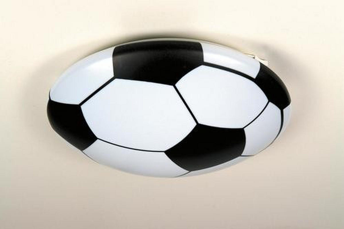 KINDERDECKENLEUCHTE Fußball 35/9 cm   - Schwarz/Weiß, Trend, Kunststoff/Metall (35/9cm)