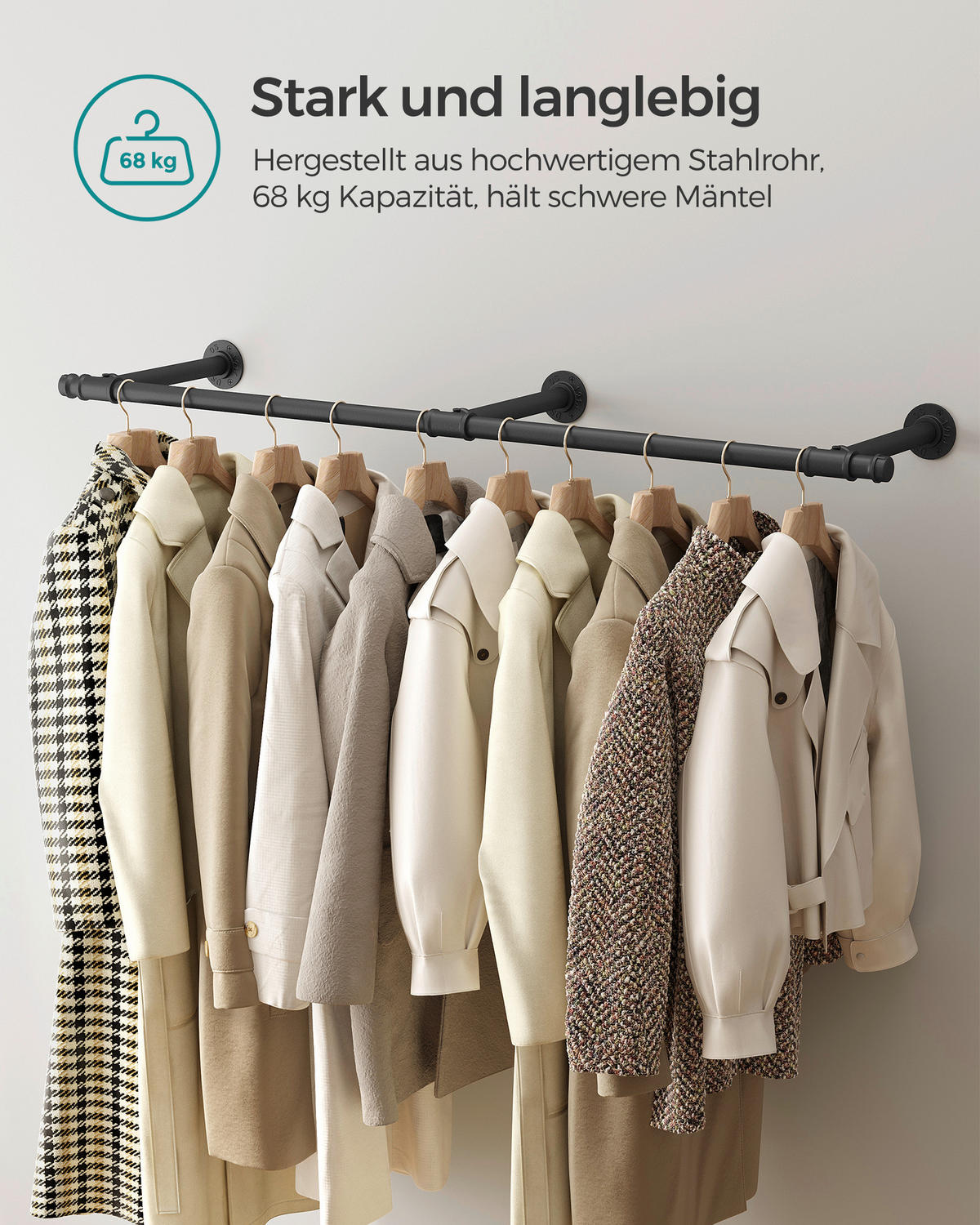 WANDGARDEROBE  in Schwarz  - Schwarz, Basics, Metall (31/170cm)