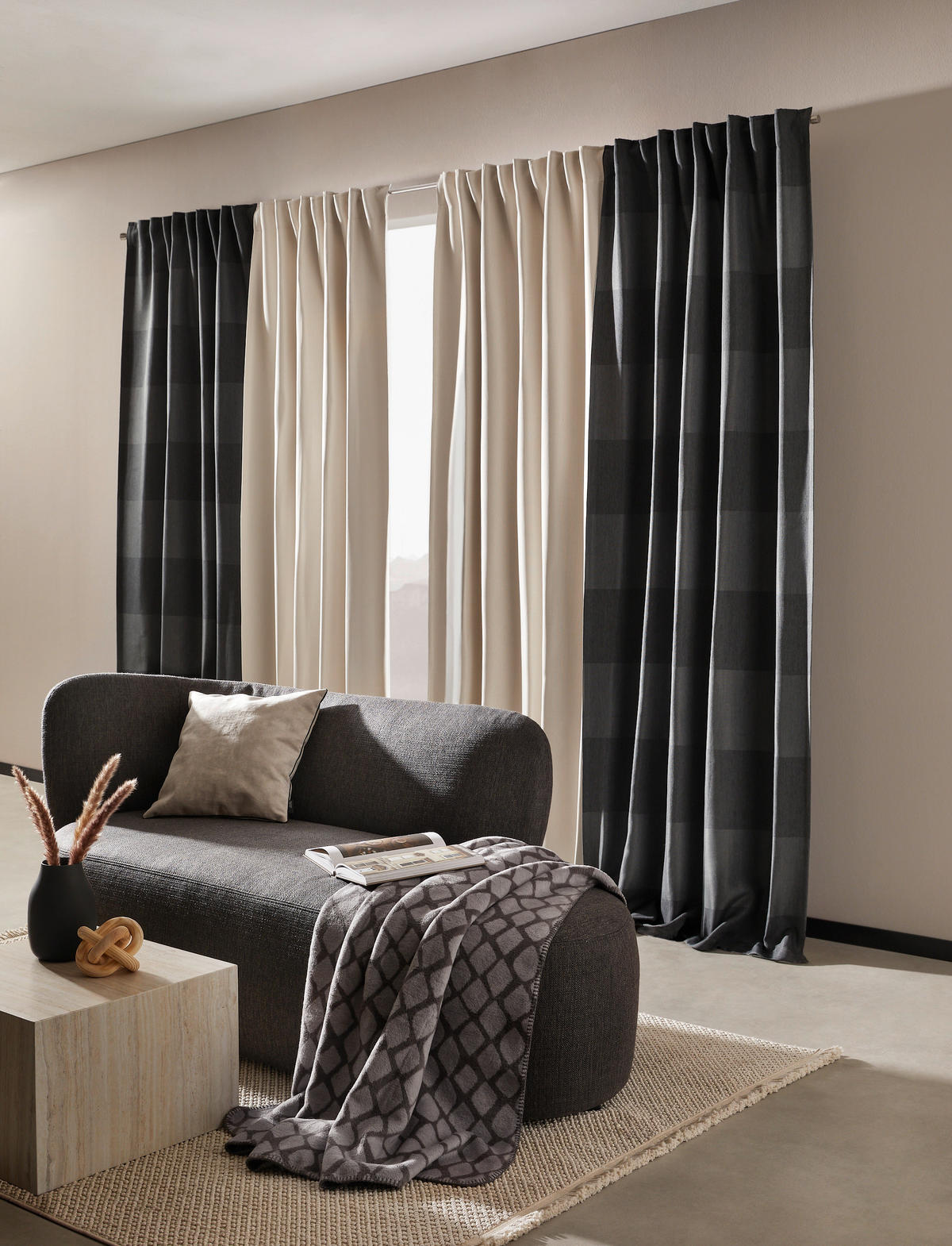 TERMOIZOLAČNÍ ZÁVĚS, zatemnění, 140/245 cm - jadeitově zelená/antracitová, Basics, textil (140/245cm) - Esposa