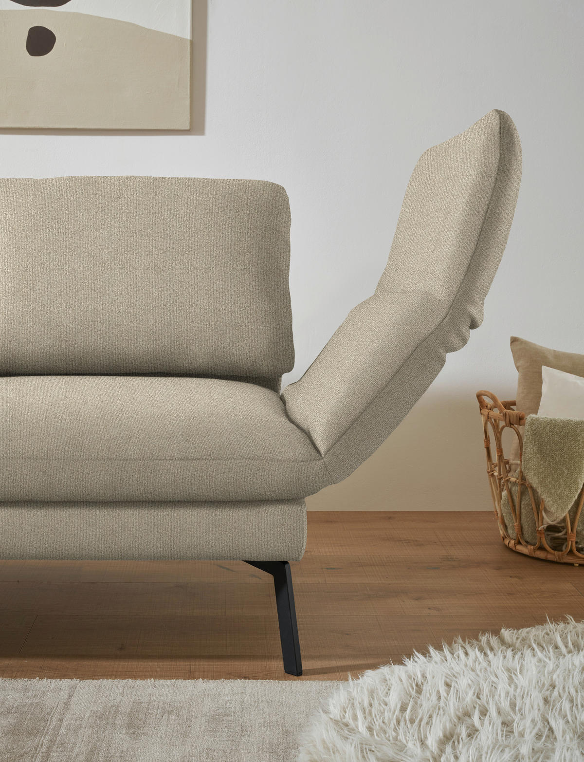 ECKSOFA  in Flachgewebe Beige  175-224/255-365 cm  - Beige/Schwarz, Design, Textil/Metall (175-224/255-365cm) - Dieter Knoll
