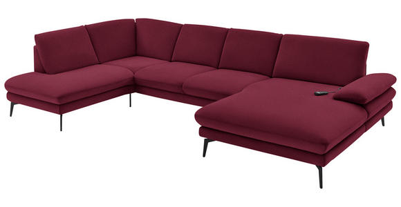 WOHNLANDSCHAFT in Webstoff Rot, Bordeaux  - Bordeaux/Rot, Design, Textil/Metall (208/344/180cm) - Dieter Knoll