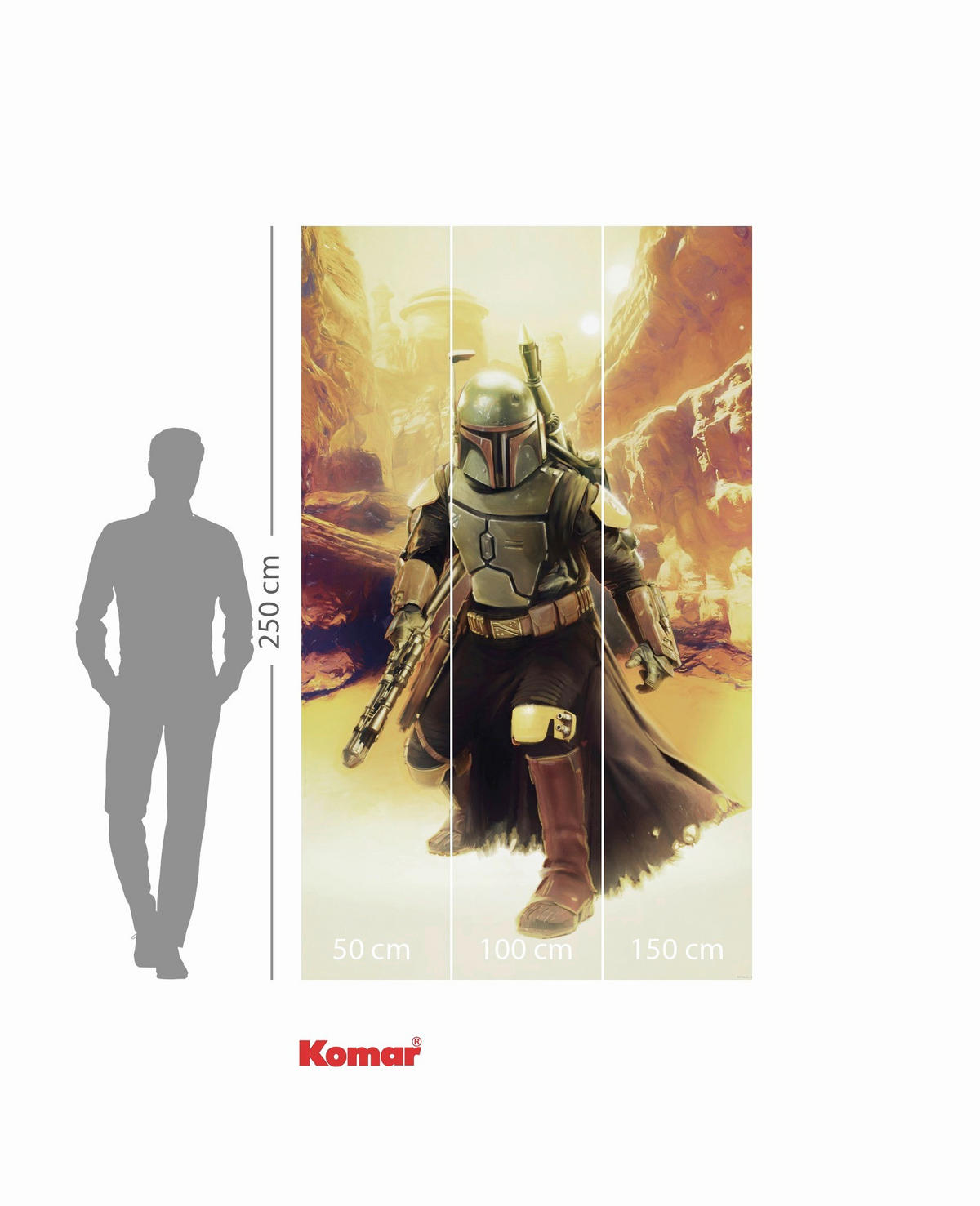 FOTOTAPETE BOBA FETT SNEAKING UP  - Braun, Design, Textil (150/250cm) - Star Wars