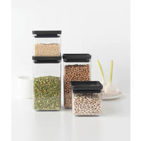 SADA DÓZ 4 ks 4dílné - černá/průhledné, Design, plast (11.2/29.6/22.3cm) - Brabantia