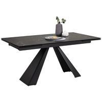 Masă din metal, sticlă, ceramică, 160-240/90/76 cm,   - negru, Modern, ceramică/sticlă (160-240/90/76cm) - Novel