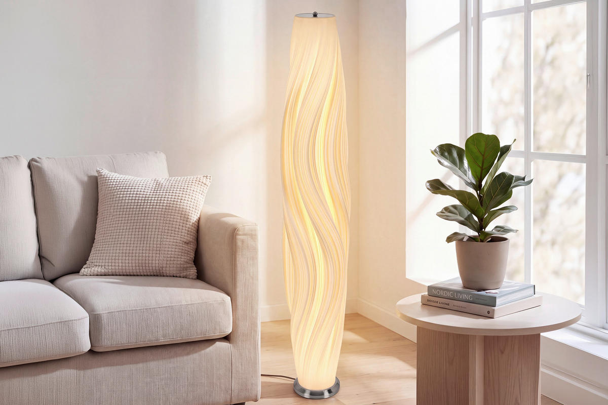 LED-STEHLEUCHTE - Weiss/Nickelfarben, Lifestyle, Kunststoff/Metall (30/155cm) - Dieter Knoll