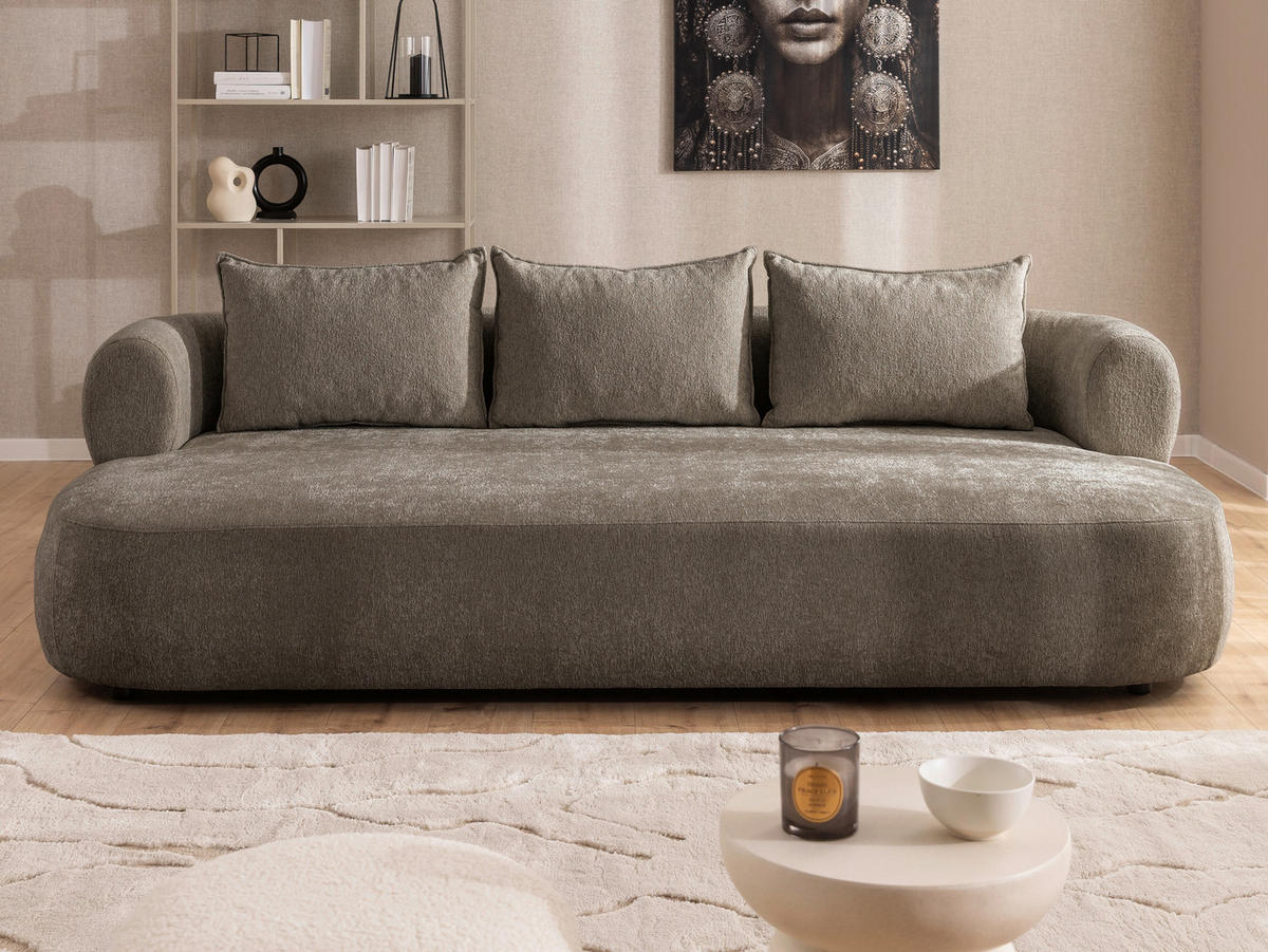 BIGSOFA in Chenille Braun  - Schwarz/Braun, Design, Kunststoff/Textil (240/76/122cm) - Livetastic