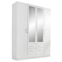DREHTÜRENSCHRANK 4-türig Weiß  - Alufarben/Weiß, Basics, Holzwerkstoff/Kunststoff (181/229/54cm) - Xora