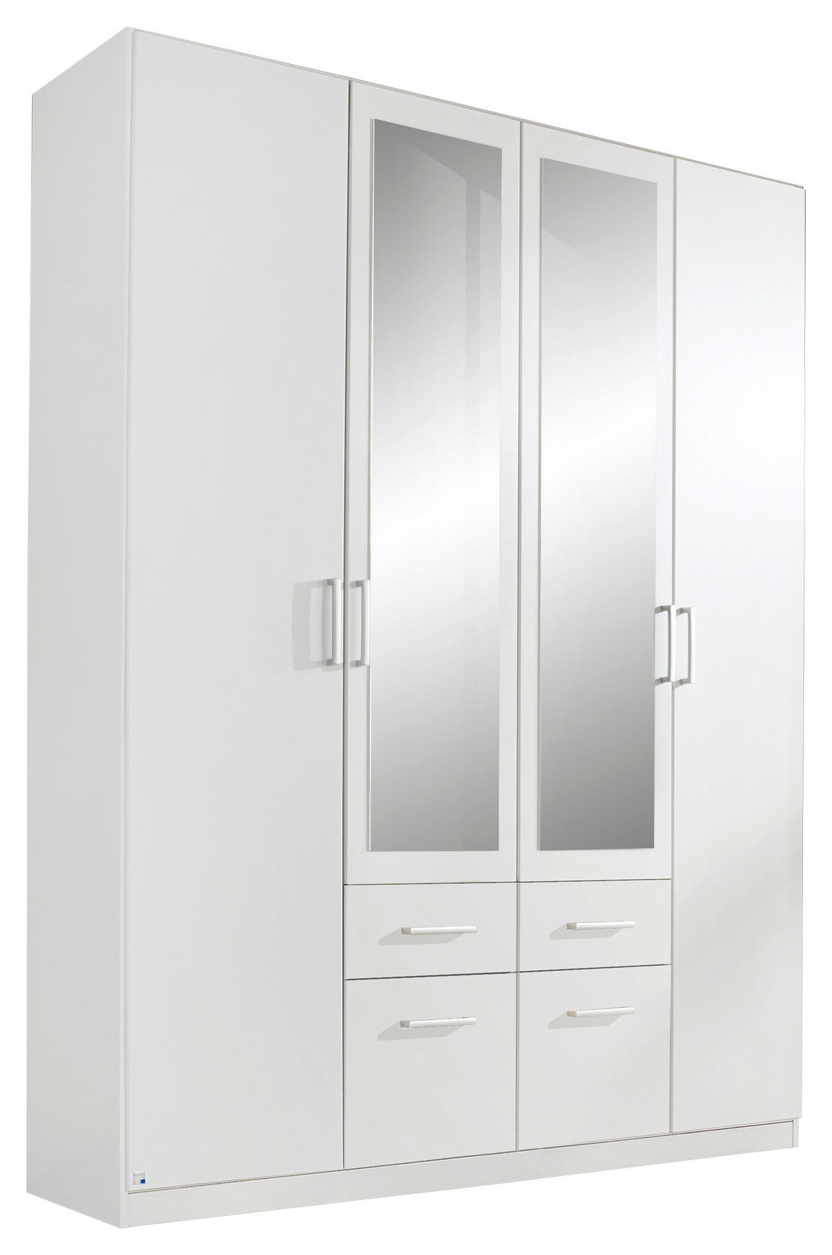 DREHTÜRENSCHRANK 4-türig Weiß  - Alufarben/Weiß, Basics, Holzwerkstoff/Kunststoff (181/229/54cm) - Xora