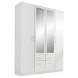 DREHTÜRENSCHRANK 4-türig Weiß  - Alufarben/Weiß, Basics, Holzwerkstoff/Kunststoff (181/229/54cm) - Xora