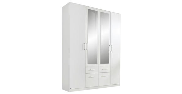 DREHTÜRENSCHRANK 4-türig Weiß  - Alufarben/Weiß, Basics, Holzwerkstoff/Kunststoff (181/229/54cm) - Xora