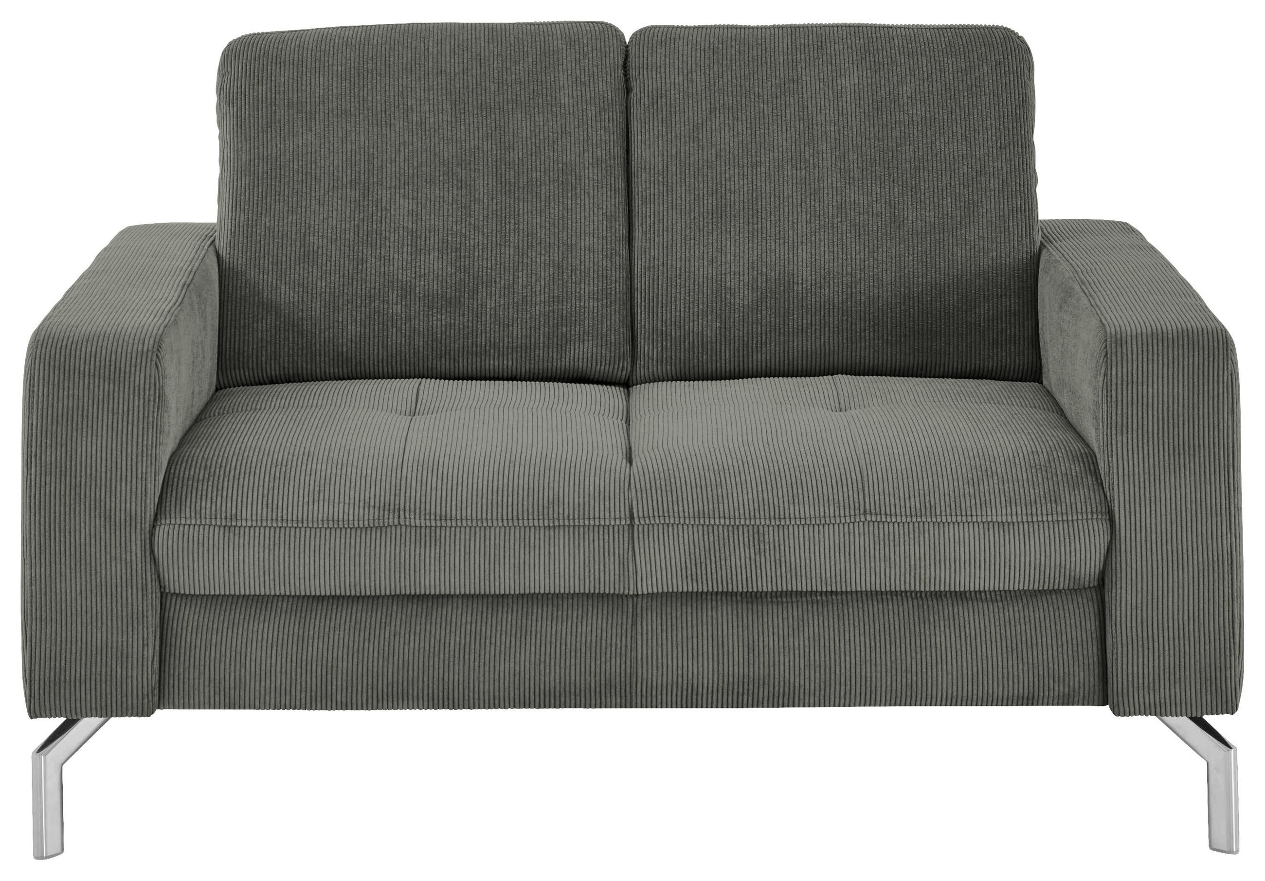 2-SITZER-SOFA Feincord Grau  - Chromfarben/Grau, Design, Textil/Metall (142/87/105cm) - Beldomo Style