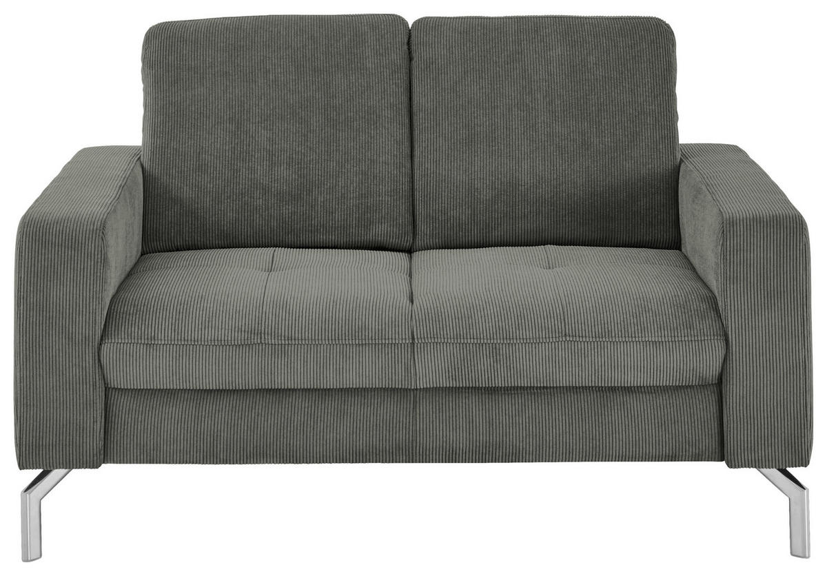 2-SITZER-SOFA  in Feincord Grau  - Chromfarben/Grau, Design, Textil/Metall (142/87/105cm) - Beldomo Style