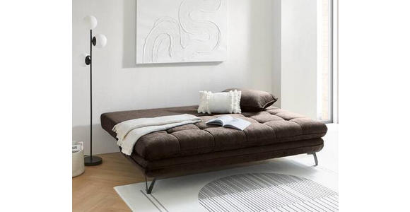 SCHLAFSOFA Samt Braun - Schwarz/Braun, Design, Textil/Metall (205/79-96/85cm) - Novel