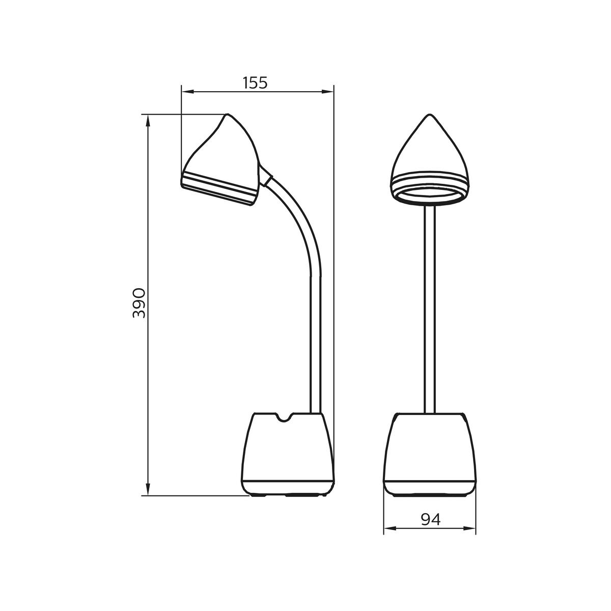 SCHREIBTISCHLEUCHTE Hat 9,4/15,5/39 cm   - Weiß, Basics, Kunststoff/Metall (9,4/15,5/39cm) - Philips