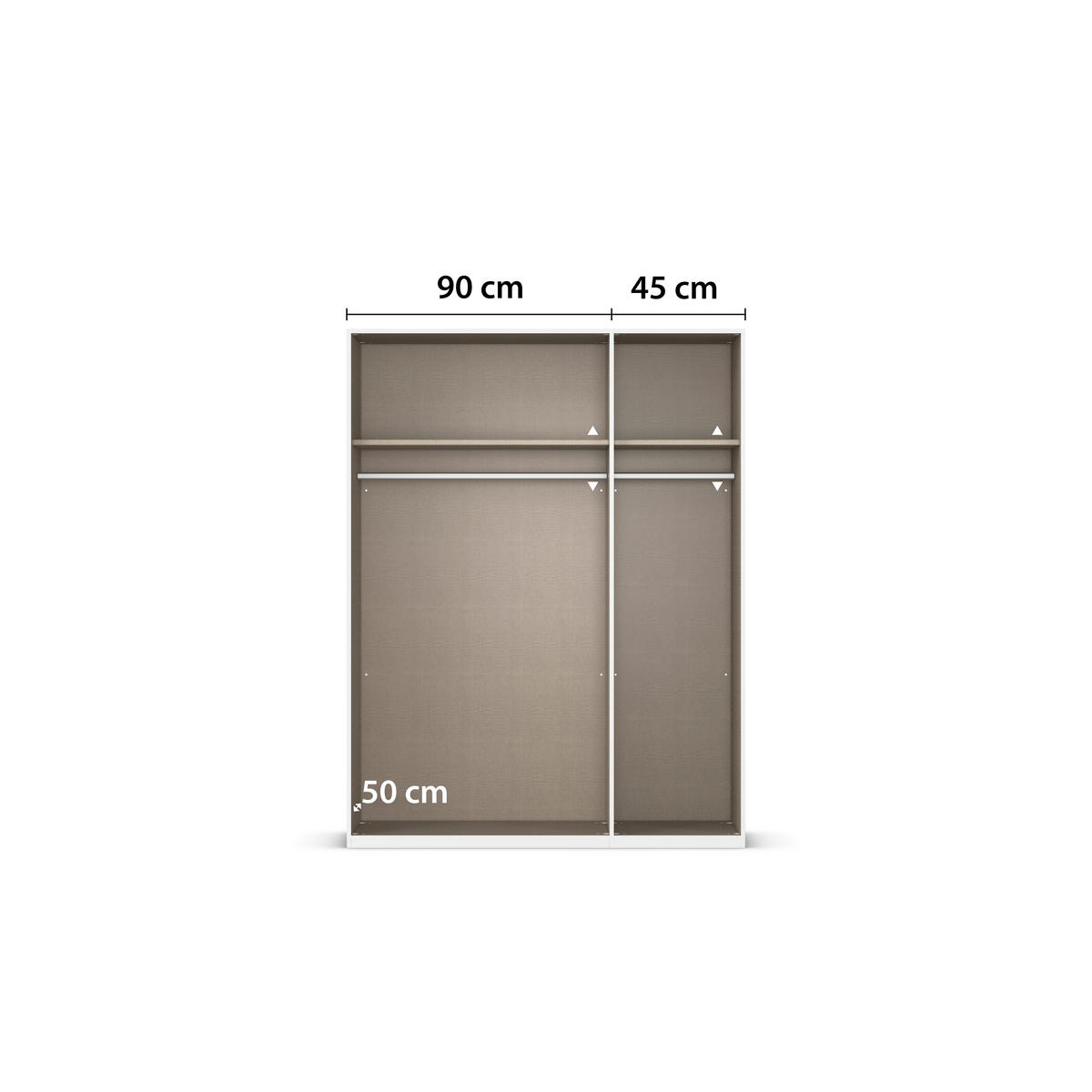 DREHTÜRENSCHRANK 135/210/54 cm,  in Weiß, 3-türig  - Alufarben/Weiß, KONVENTIONELL, Glas/Holzwerkstoff (135/210/54cm) - home24