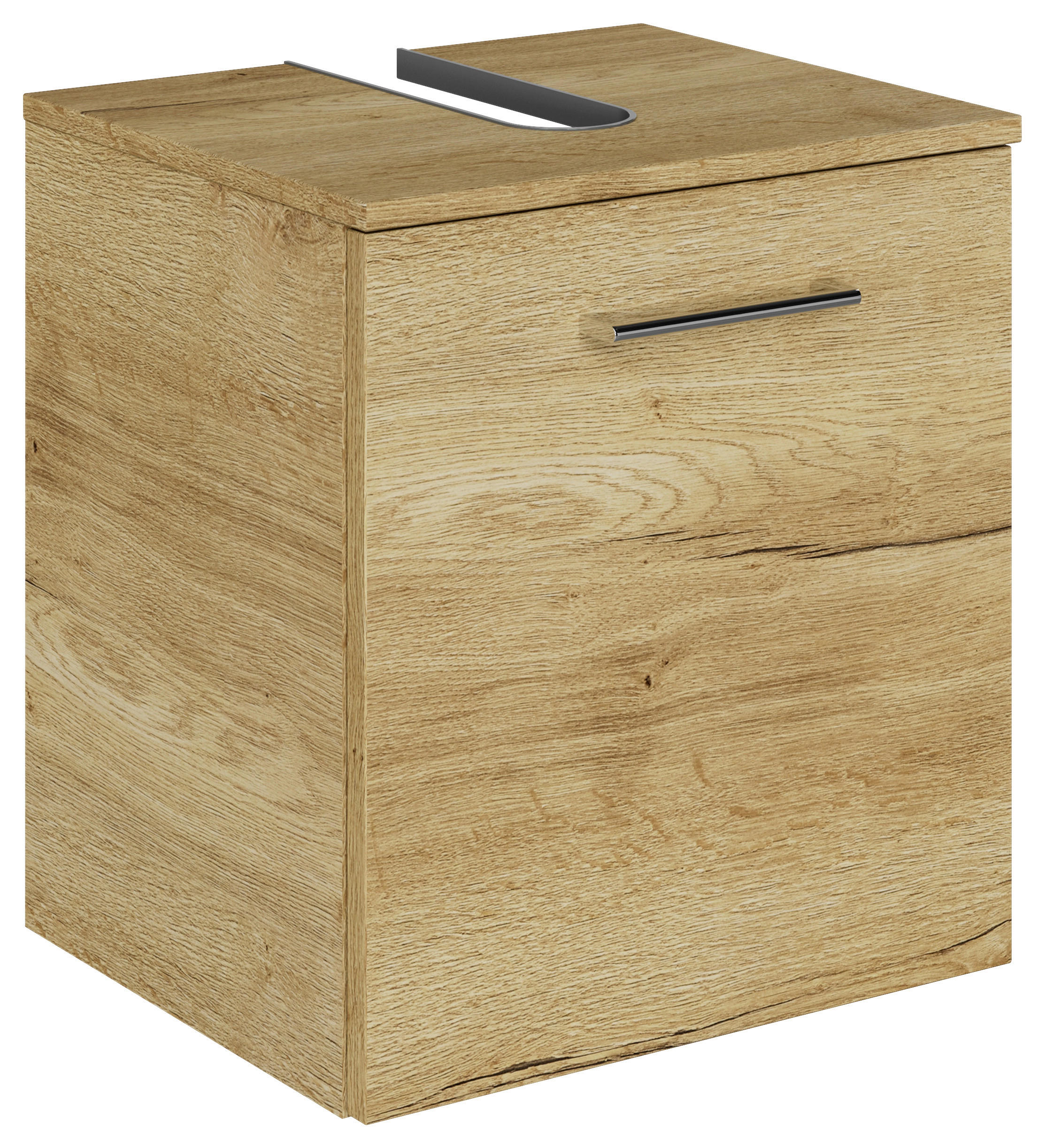 WASCHBECKENUNTERSCHRANK 45/49,8/38,3 cm  - Chromfarben/Wildeiche, KONVENTIONELL, Holzwerkstoff/Metall (45/49,8/38,3cm) - Sadena