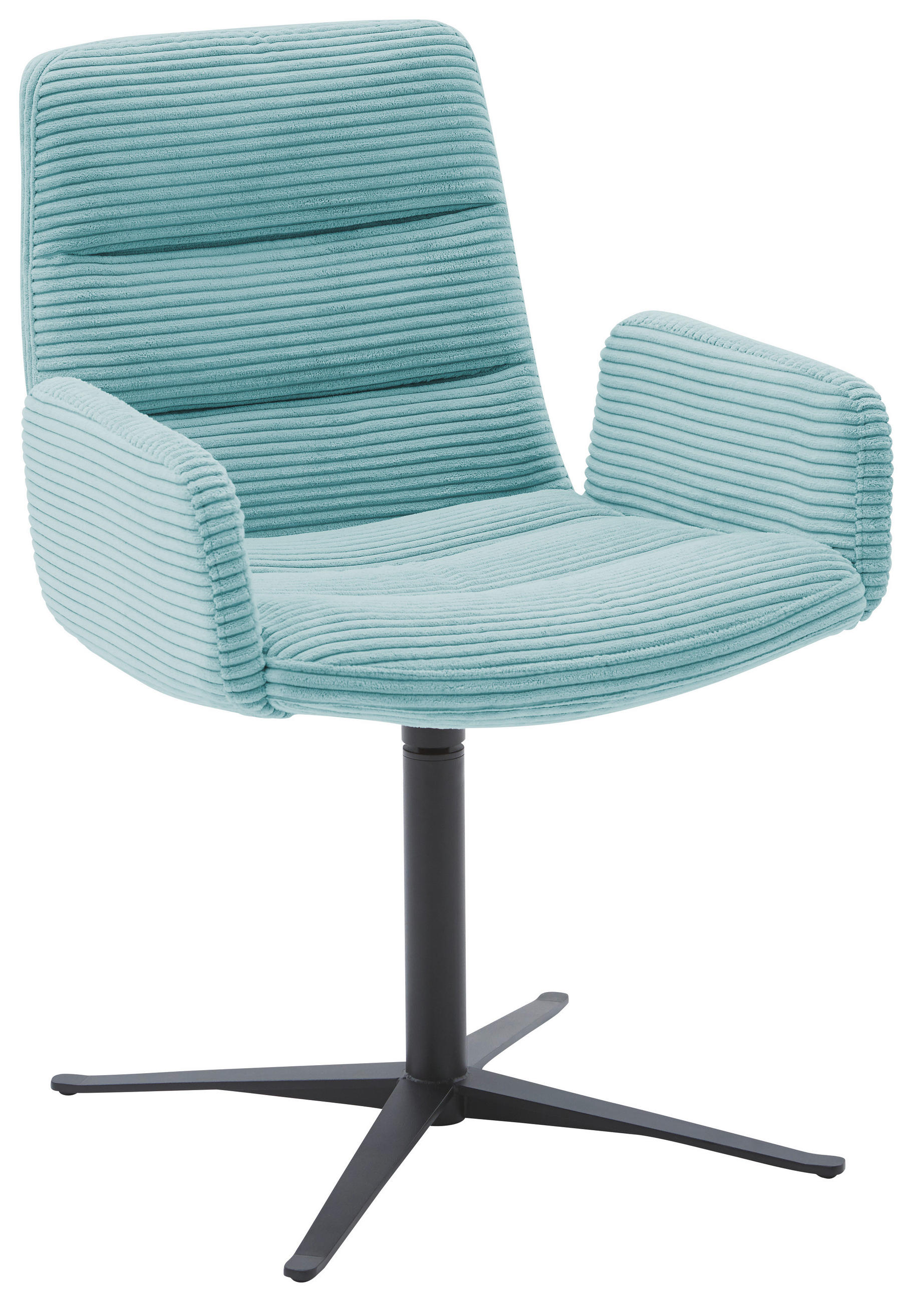 ARMLEHNSTUHL  in Cord  - Petrol/Schwarz, Design, Textil/Metall (61/88/66cm) - Dieter Knoll