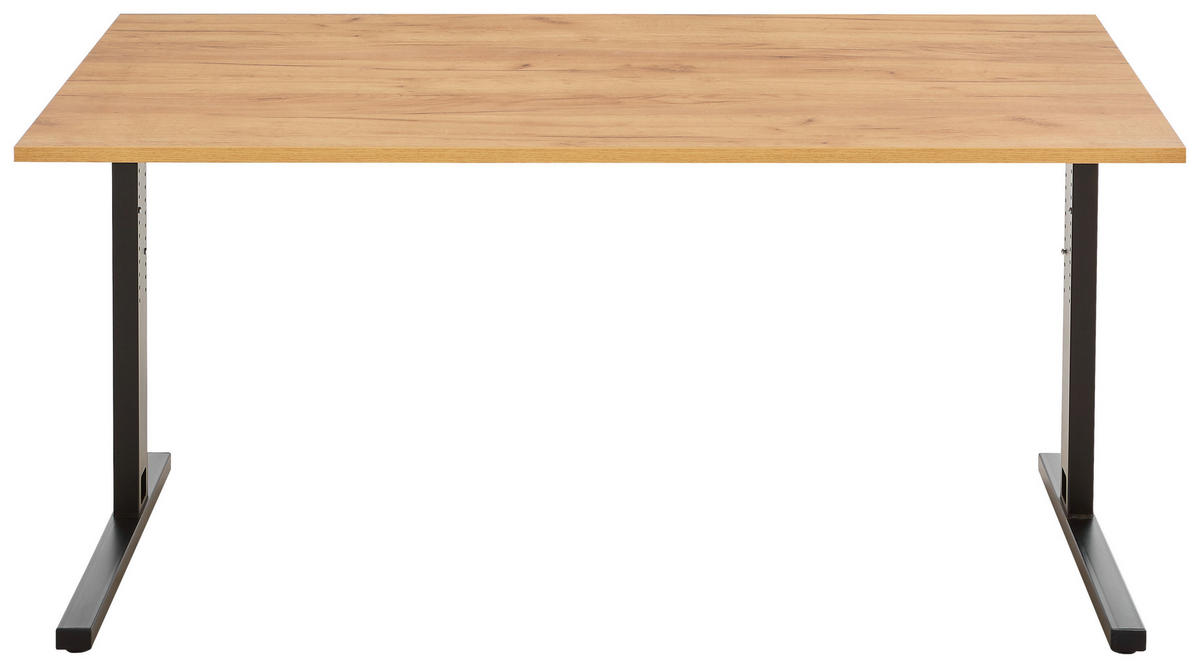 PISALNA MIZA leseni material barve hrasta  - črna/barve hrasta, Moderno, kovina/leseni material (160/80/70-80cm) - Novel
