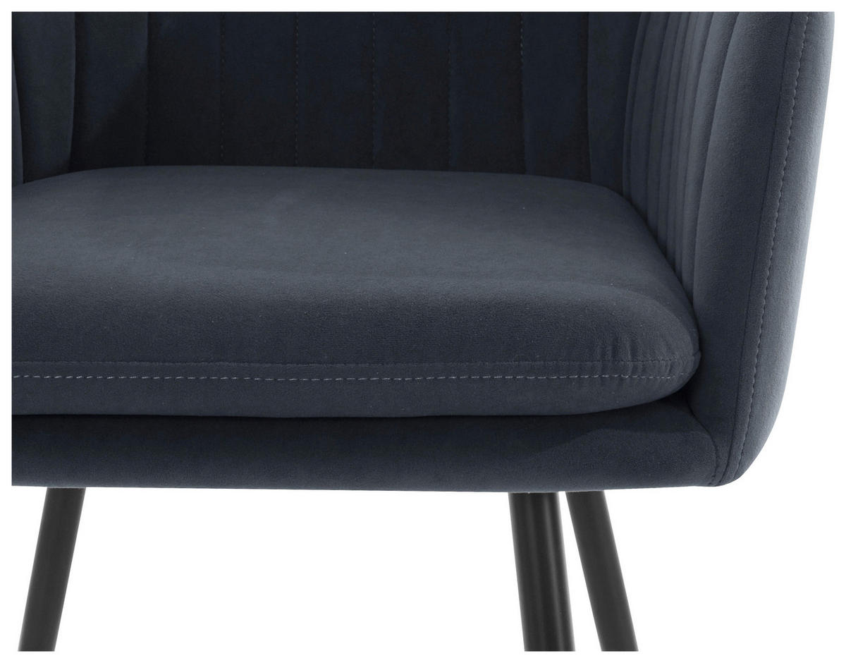 ARMLEHNSTUHL-SET 2 Stück  in Stahl Samt, Velours  - Schwarz/Grau, MODERN, Textil/Metall (59/84/66cm) - MID.YOU