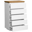 KOMMODE , 60/102/41,5 cm, 5 Schublade(n)  - Eichefarben/Weiß, KONVENTIONELL, Holz/Holzwerkstoff (60/102/41,5cm) - Novel