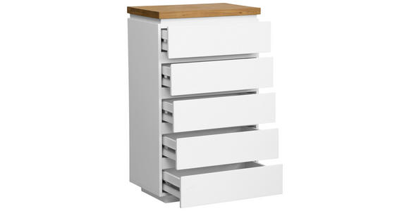 KOMMODE , 60/102/41,5 cm, 5 Schublade(n)  - Eichefarben/Weiß, KONVENTIONELL, Holz/Holzwerkstoff (60/102/41,5cm) - Novel