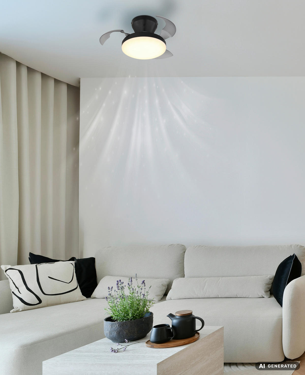 DECKENVENTILATOR - Transparent/Opal, Design, Kunststoff (38/15,5cm) - Globo