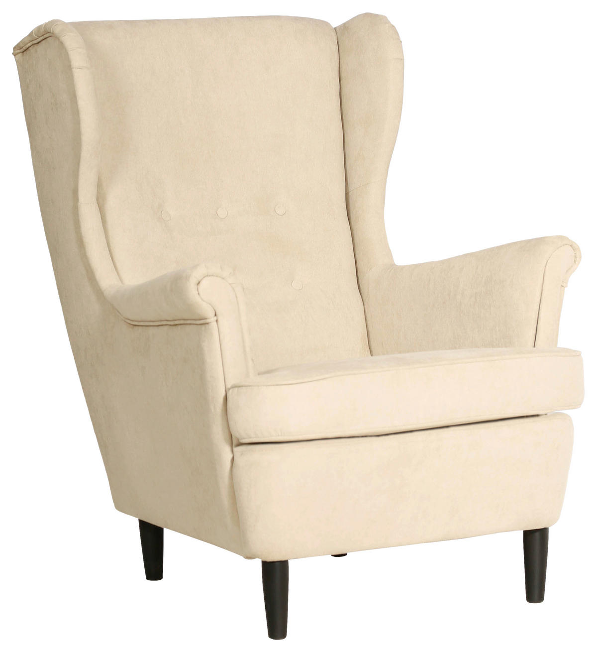 KRESLO UŠIAK, drevo, textil, kartón, kompozitné drevo, béžová - čierna/béžová, Basics, kartón/drevo (78/102/98cm) - Niels Andersson