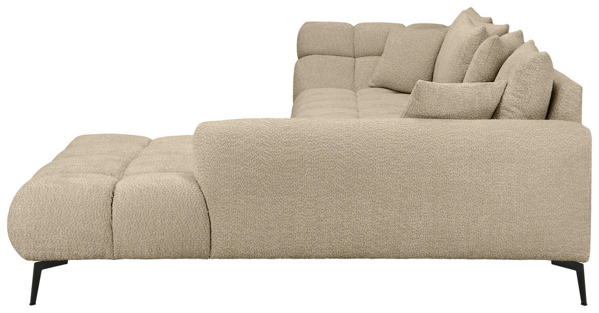 ECKSOFA 318/217 cm  in Bouclé Taupe Zierkissen, Rückenkissen, Rücken echt  318/217 cm  - Taupe/Schwarz, MODERN, Textil/Metall (318/217cm) - Carryhome