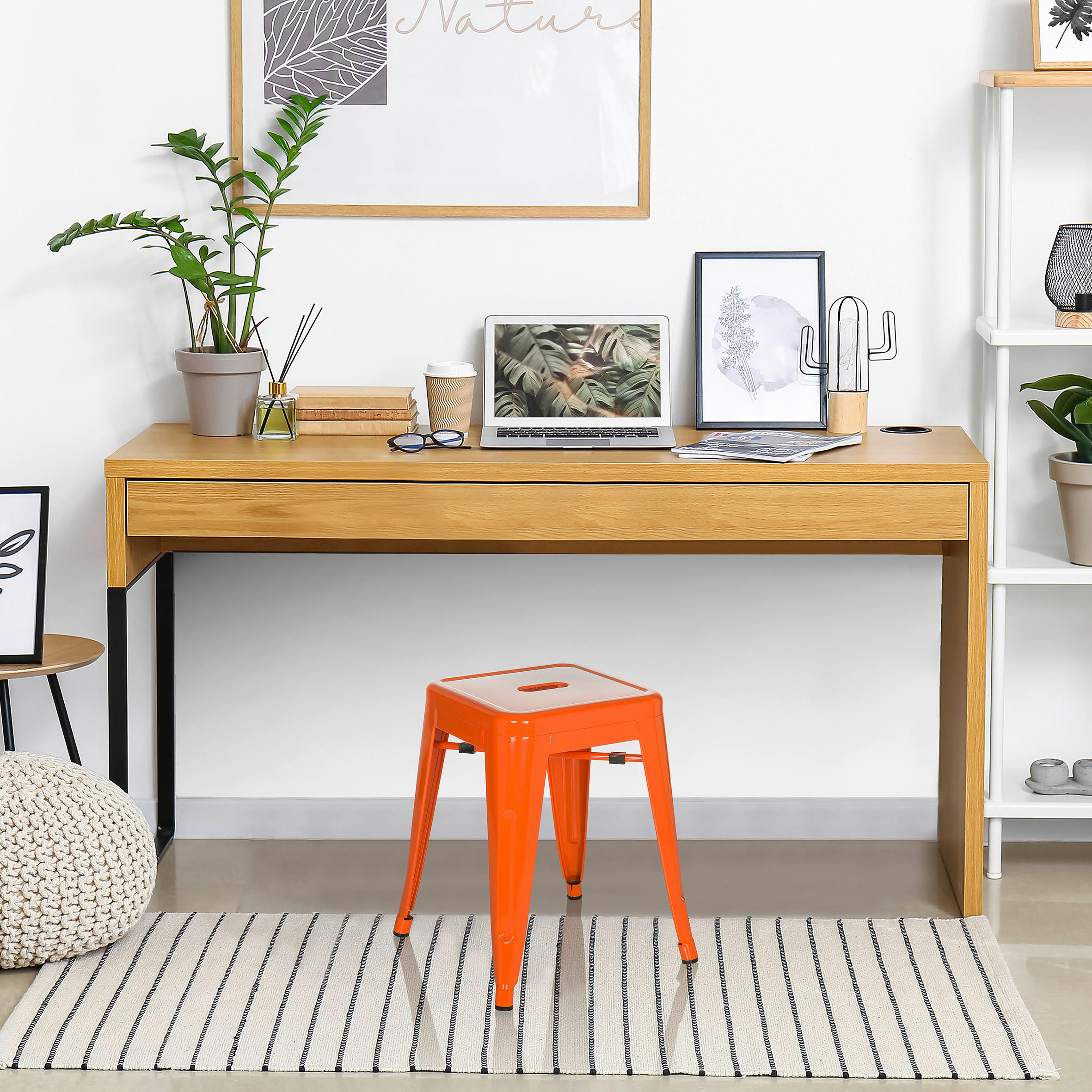 HOCKER in Metall Orange  - Orange, Basics, Metall (39/46/39cm) - MID.YOU