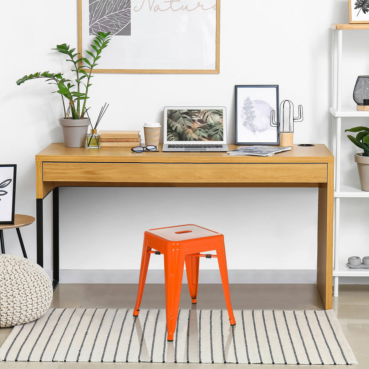 HOCKER in Metall Orange  - Orange, Basics, Metall (39/46/39cm) - MID.YOU