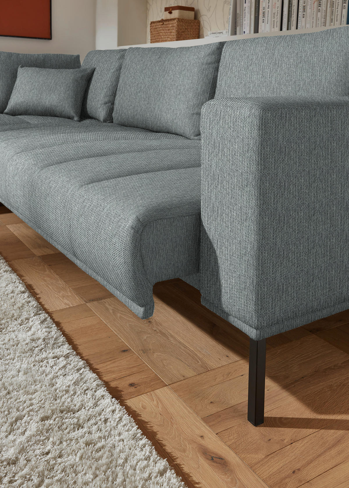 ECKSOFA Flachgewebe Grau  - Schwarz/Grau, Design, Textil/Metall (270/308cm) - Pure Home Lifestyle