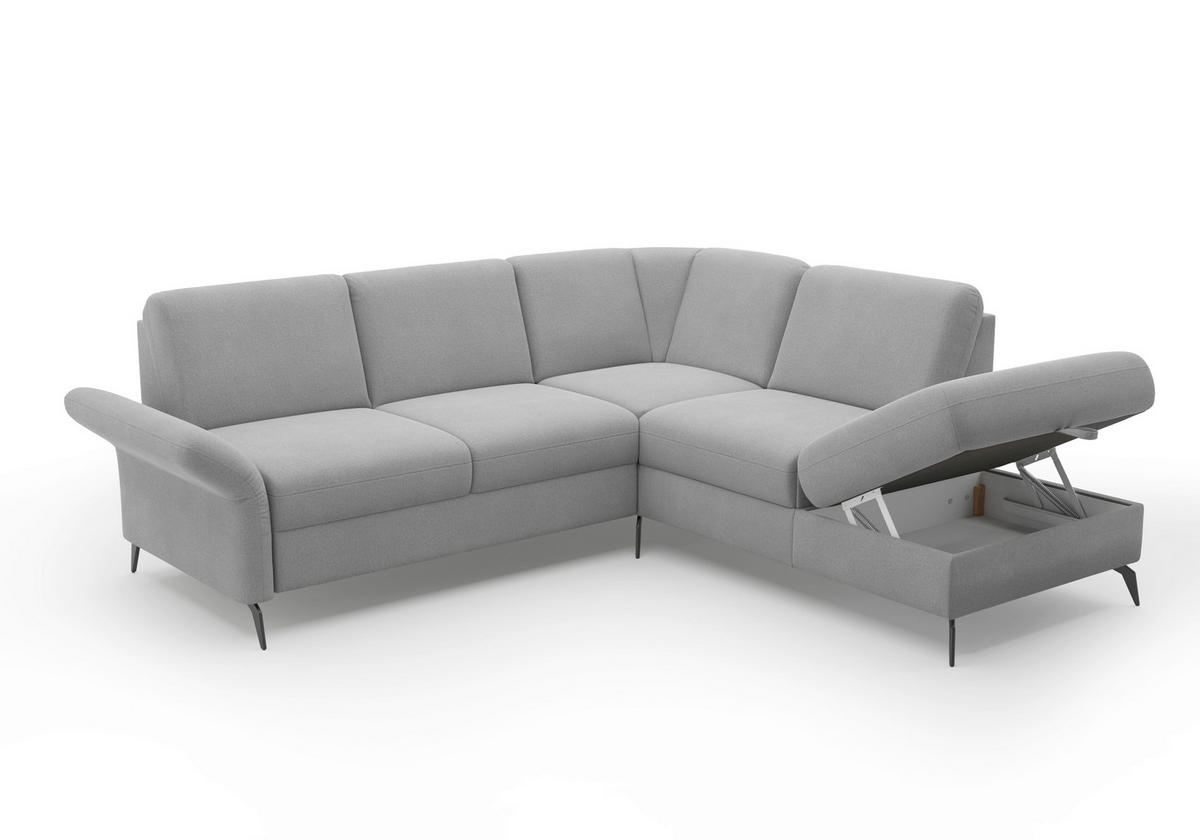ECKSOFA ROCHELLE E Grau Flachgewebe  - Schwarz/Grau, KONVENTIONELL, Textil/Metall (240/216cm) - Sit & More