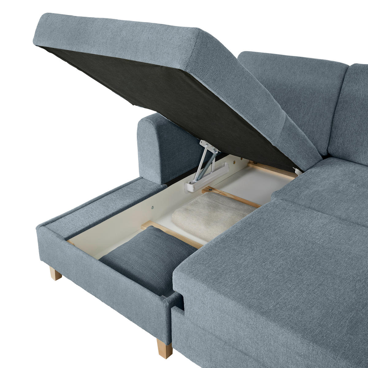 HÖRNSOFFA i flatväv blå  - bokfärgad/blå, Klassisk, trä/textil (166/241cm) - MID.YOU