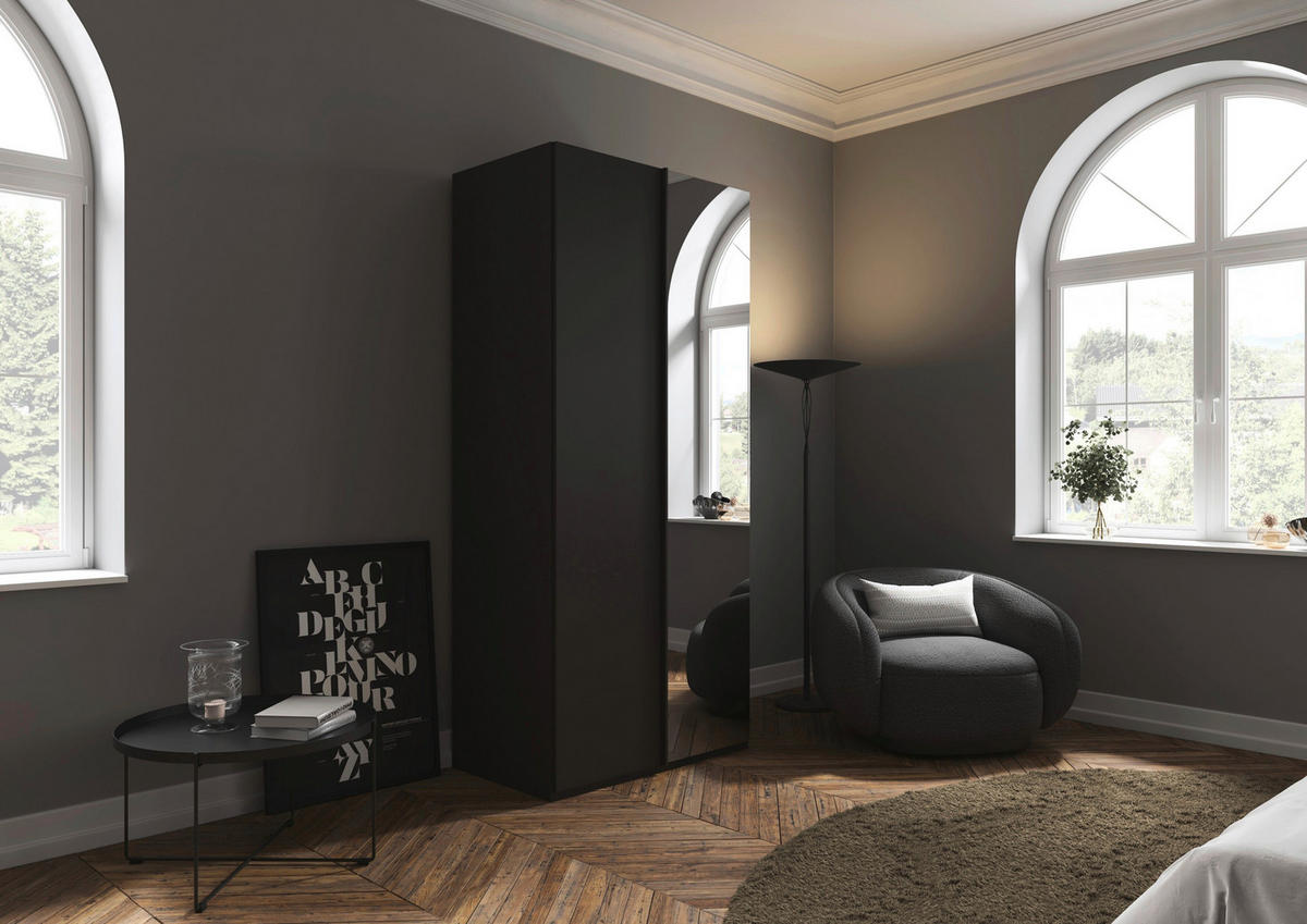 DREHTÜRENSCHRANK 101/235/61 cm,  in Graphitfarben, 2-türig  - Graphitfarben, Basics, Glas/Holzwerkstoff (101/235/61cm) - Novel