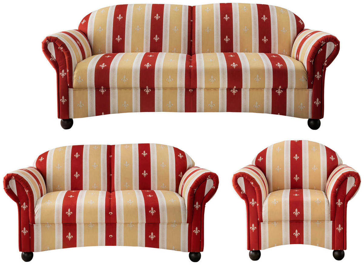 SITZGARNITUR Mikrofaser Rot  - Wengefarben/Rot, KONVENTIONELL, Holz/Textil (439/84/80cm) - Livetastic