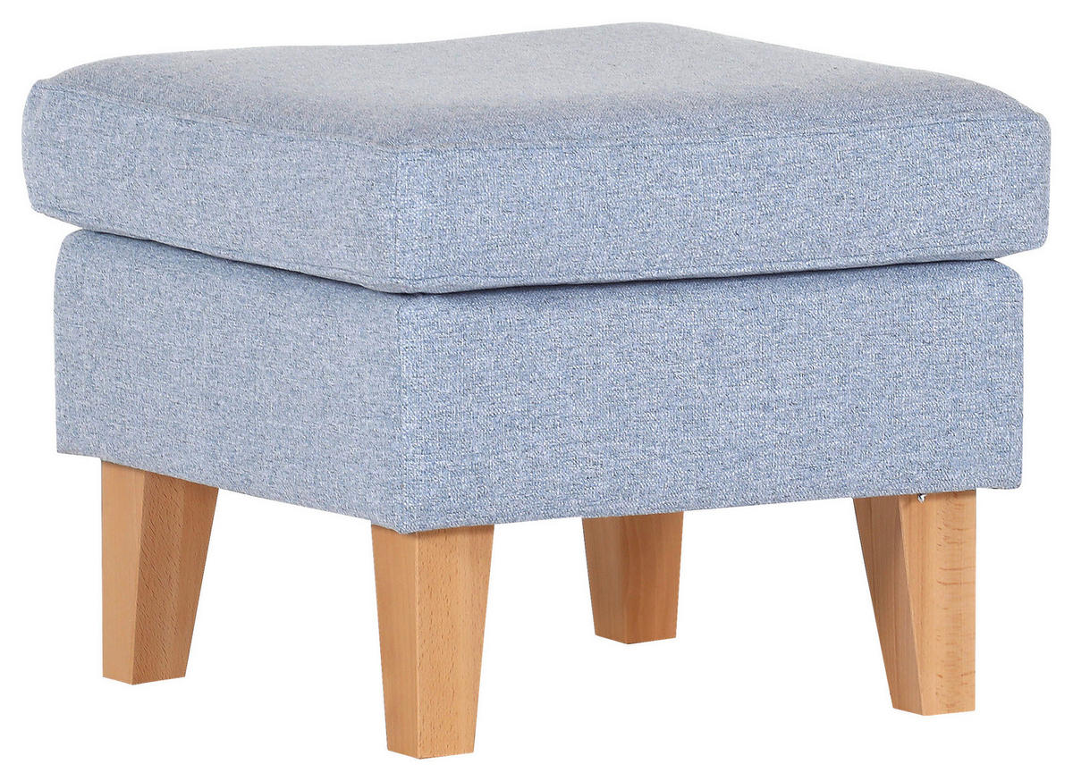 HOCKER in Textil Hellblau  - Eichefarben/Hellblau, Design, Holz/Textil (55/44/55cm) - MID.YOU