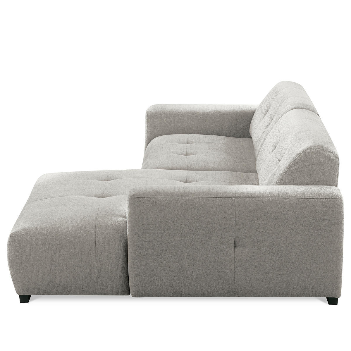 ECKSOFA AUSTIN Hellgrau Flachgewebe Sitztiefenverstellung  - Hellgrau/Schwarz, Design, Kunststoff/Textil (286/169cm) - Livetastic