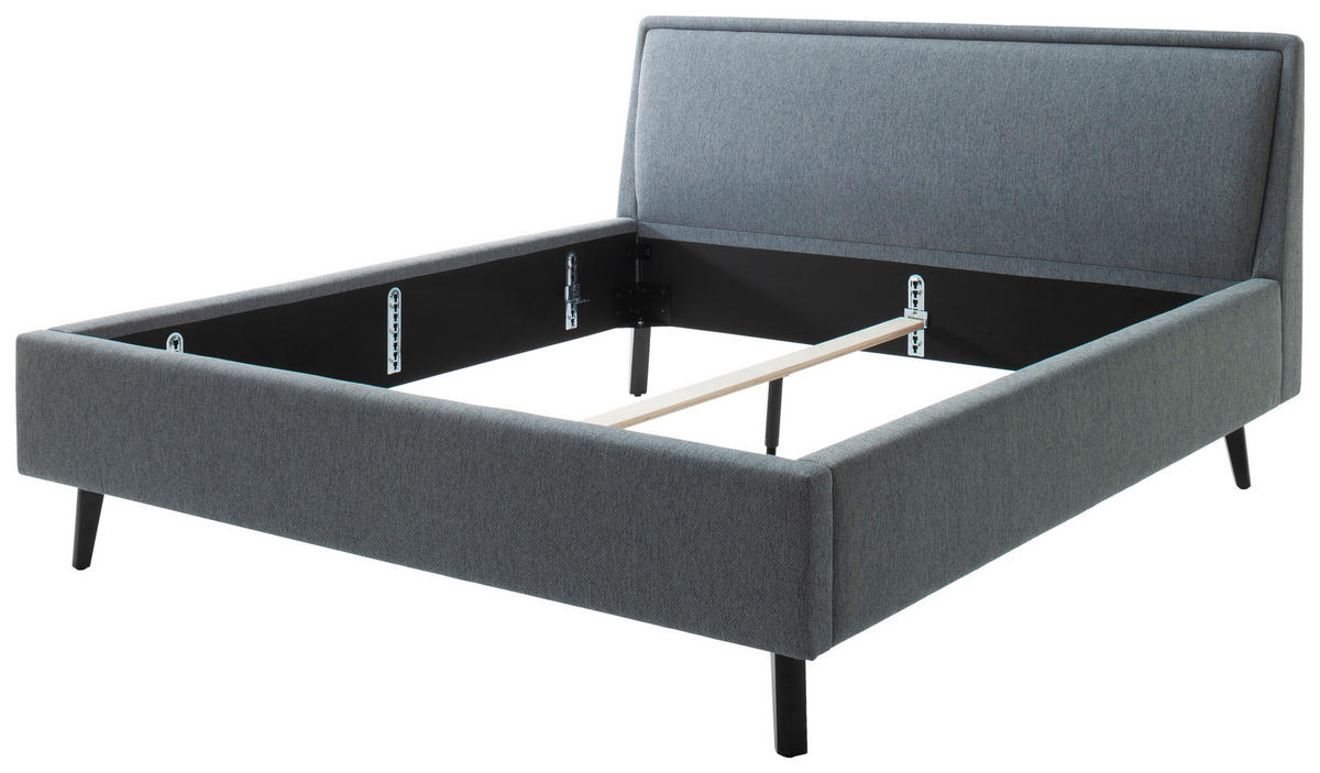 LIT REMBOURRÉ 180/200 cm  in Blau  - bleu/noir, Modern, textile/bois (180/200cm) - Livetastic