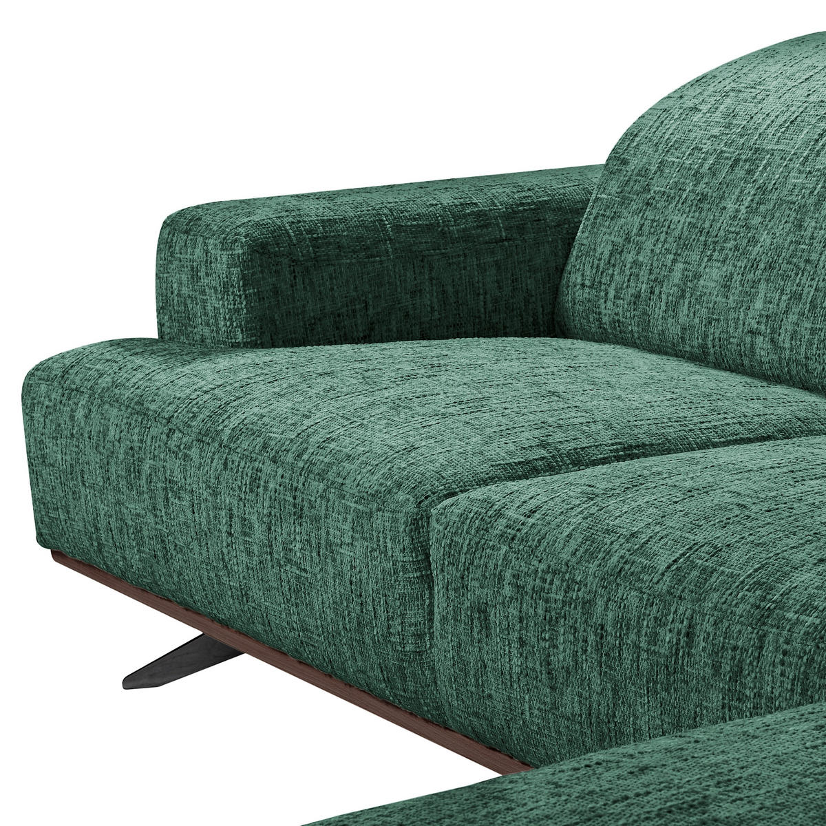 ECKSOFA PORTLAND Grün Struktur Kopfteilverstellung  - Dunkelbraun/Schwarz, Design, Holz/Textil (295/187cm) - Livetastic