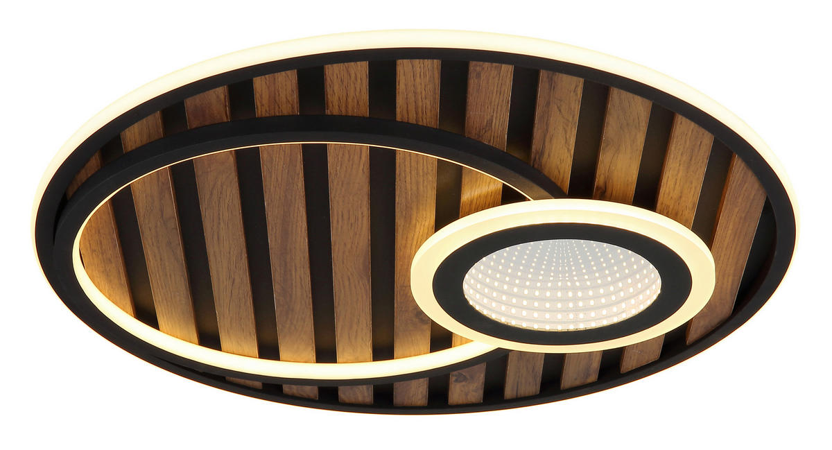 STROPNÍ LED SVÍTIDLO, 50/8 cm  - bílá/tmavě hnědá, Natur, kov/kompozitní dřevo (50/8cm) - Globo