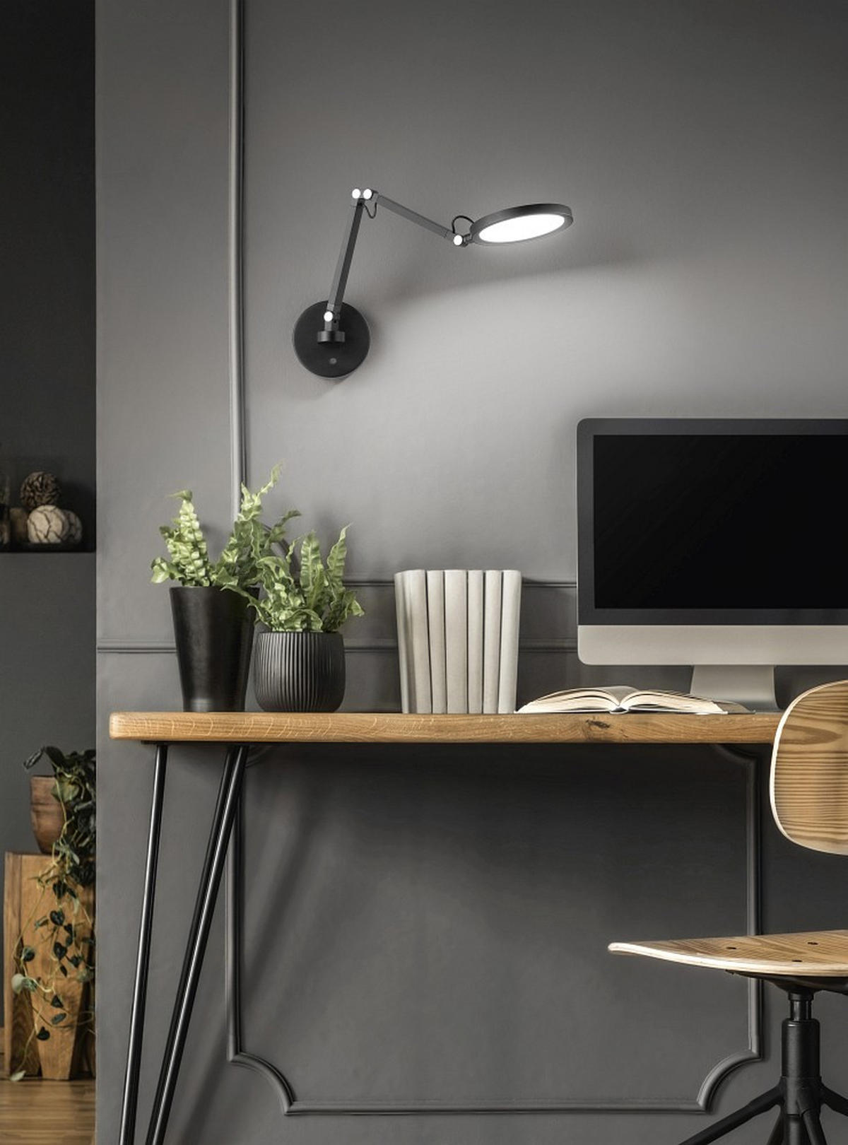 LED-WANDLEUCHTE Regina 12/max 45/max 64 cm  - Schwarz, Design, Metall (12/max 45/max 64cm)