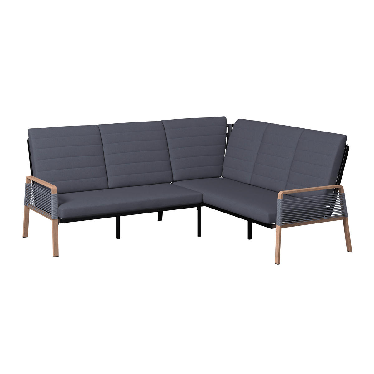 LOUNGEGARNITUR 4-teilig   Eisen  - Dunkelgrau/Naturfarben, MODERN, Kunststoff/Textil - Ambia Garden