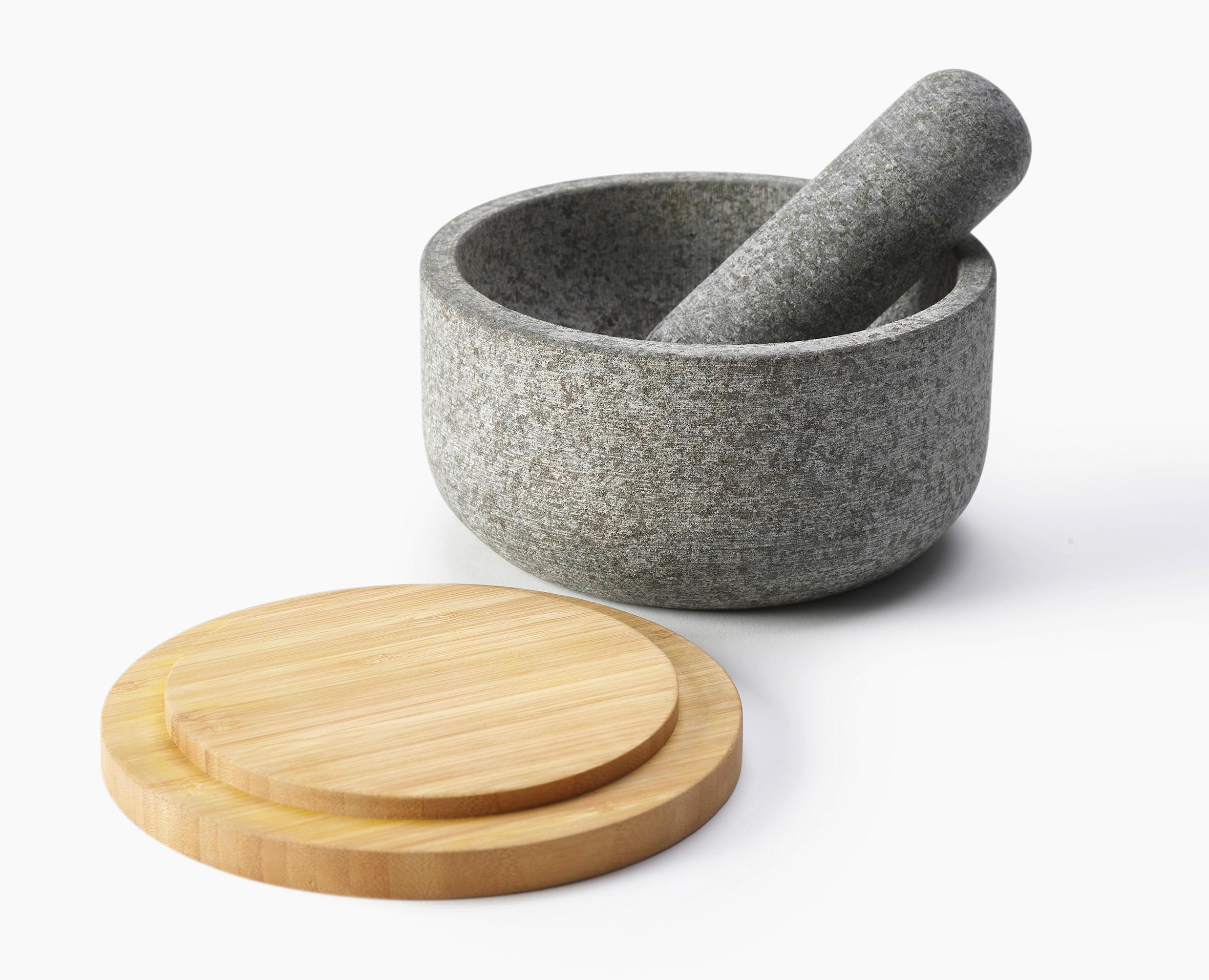MÖRSERSET    - Grau, Basics, Holz/Stein (15,5/15,5/13cm) - Joseph Joseph