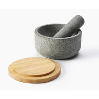 MÖRSERSET    - Grau, Basics, Holz/Stein (15,5/15,5/13cm) - Joseph Joseph