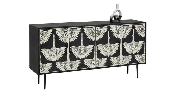 SIDEBOARD 160/80/40 cm  - Schwarz/Naturfarben, LIFESTYLE, Holzwerkstoff/Metall (160/80/40cm) - Ambia Home